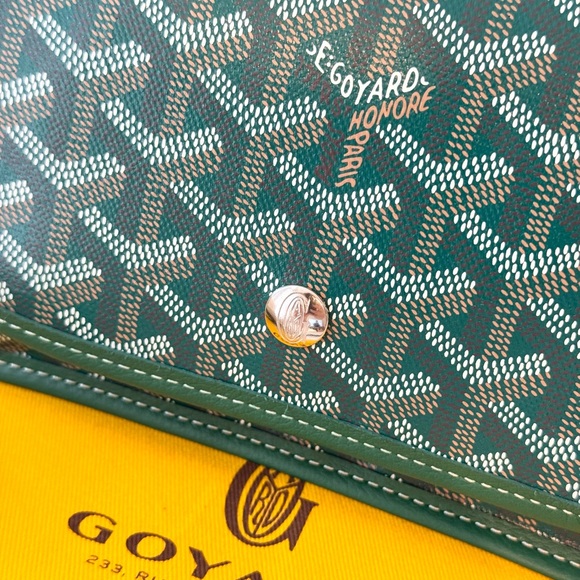 💚 NEW! 2025 GOYARD Plumet Pocket Canvas Leather Crossbody Bag / Green - Picture 5 of 13